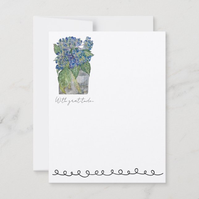 Tarjeta Pequeña Hydrangeas in Water Flat Notecards (10) (Anverso)