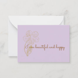 Tarjeta Pequeña I am Beautiful and Happy Positive Affirmation
