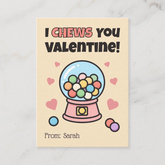 Tarjeta Pequeña I CHEWS You Gumball Kids Valentine's (Anverso)