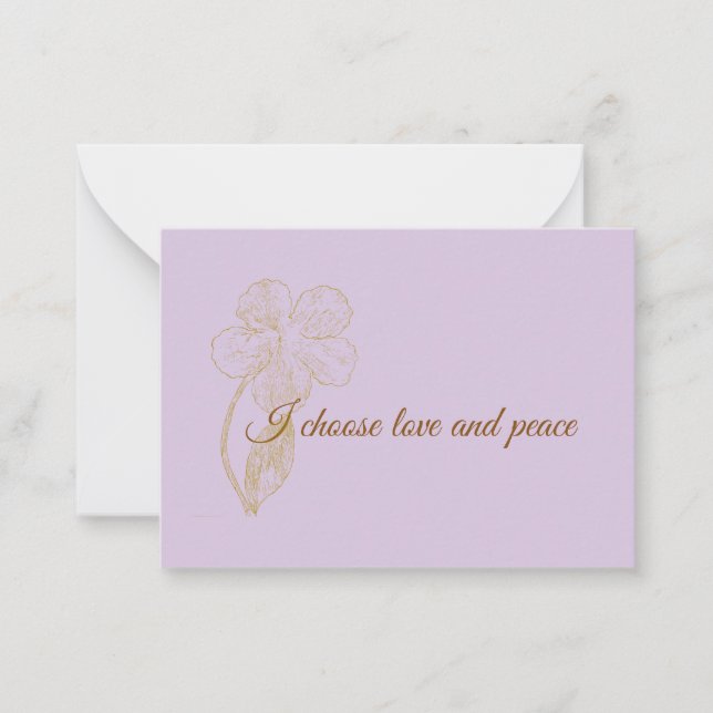 Tarjeta Pequeña I Choose Love and Peace Positive Affirmation (Anverso)