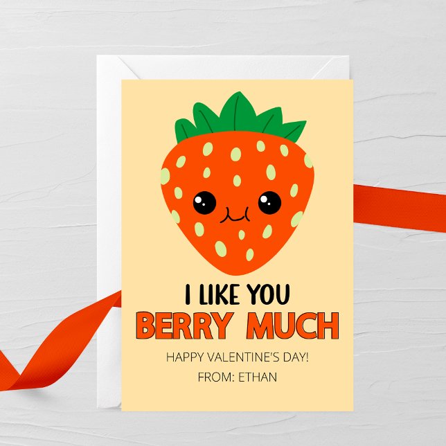 Tarjeta Pequeña I Like You Berry Much Valentine's Day Card (Subido por el creador)