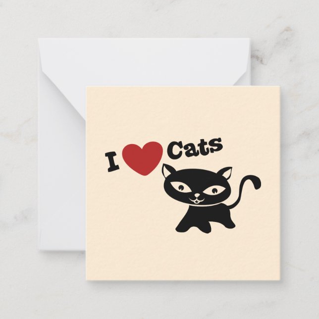 Tarjeta Pequeña I Love Cat (Anverso)
