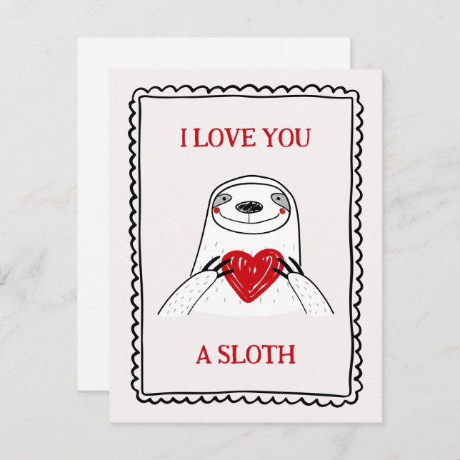 Tarjeta Pequeña I Love You A Sloth Funny Kids Valentine's Day Card (Anverso / Reverso)