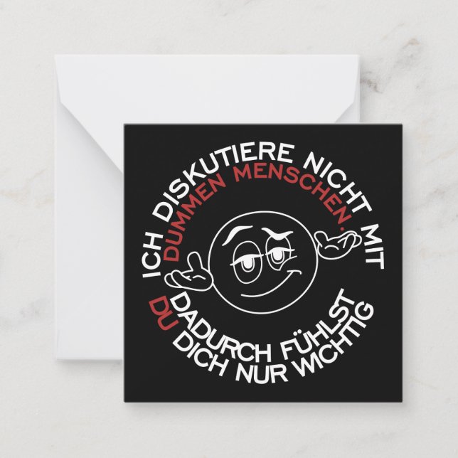 Tarjeta Pequeña Ich diskutiere nicht mit dummen Menschen (Anverso)