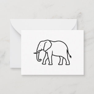Tarjeta Pequeña Icono de silueta de elefante minimalista moderno