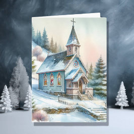 Tarjeta Pequeña Iglesia en el Día de las Nieves | Navidad