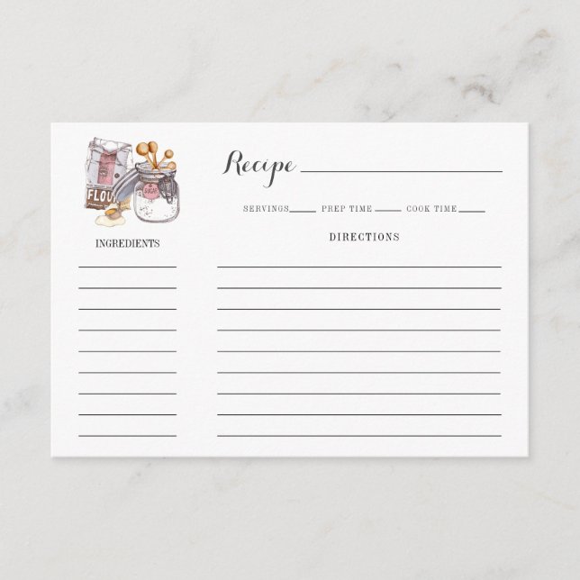 Tarjeta Pequeña Illustrated Kitchen Recipe Card Template (Anverso)