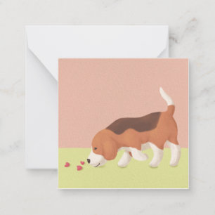 Tarjeta Pequeña Ilustracion Cute Beagle & Hearts