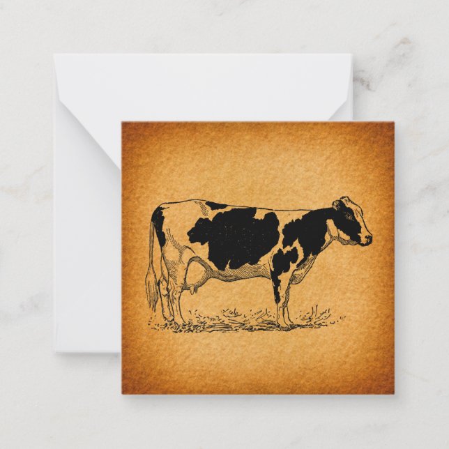 Tarjeta Pequeña Ilustracion de animales de la granja de vacas de l (Anverso)