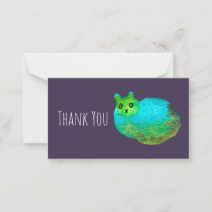 Tarjeta Pequeña Ilustracion de arte de gato gordo azul