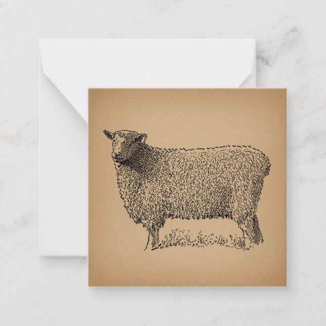 Tarjeta Pequeña Ilustracion de Arte de Oveja Clásico Animal de gra (Anverso)
