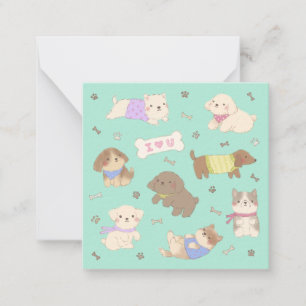 Tarjeta Pequeña Ilustración de cachorros que amo