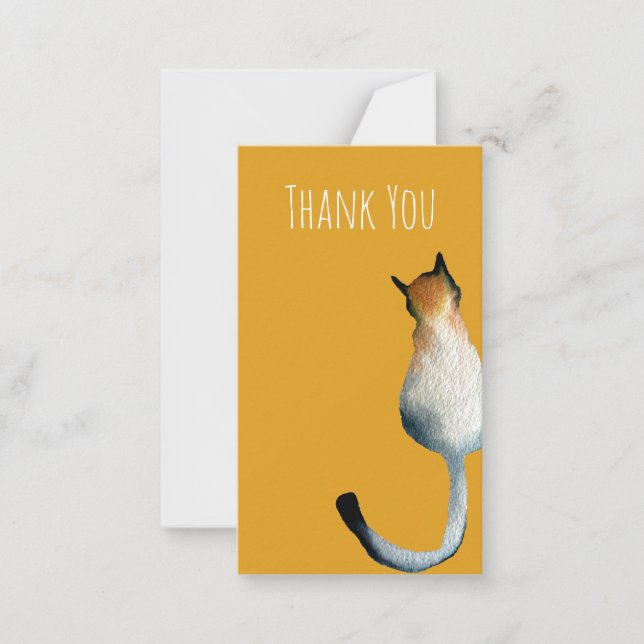 Tarjeta Pequeña Ilustracion de gato negro y marrón tabby (Anverso)