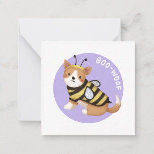 Tarjeta Pequeña Ilustracion de Halloween: Boo-Woof (Corgi galés)