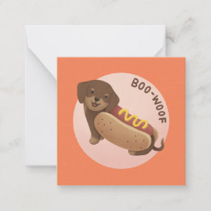 Tarjeta Pequeña Ilustracion de Halloween: Boo-Woof (Dachshund)