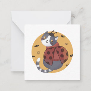 Tarjeta Pequeña Ilustracion de Halloween: Gato de Bicho Ladybug