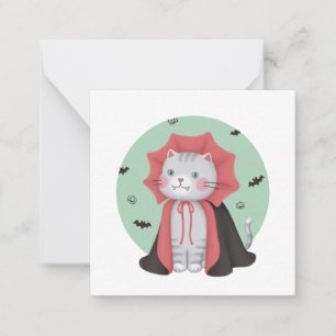 Tarjeta Pequeña Ilustracion de Halloween: Gato de vampiro