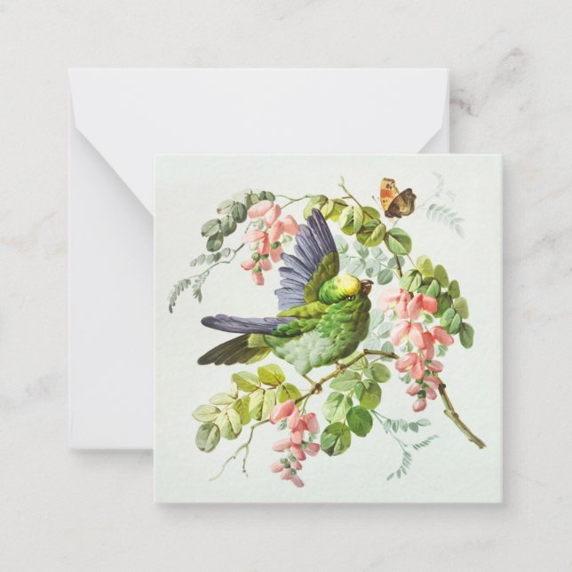 Tarjeta Pequeña Ilustracion de pájaro vintage (Anverso)