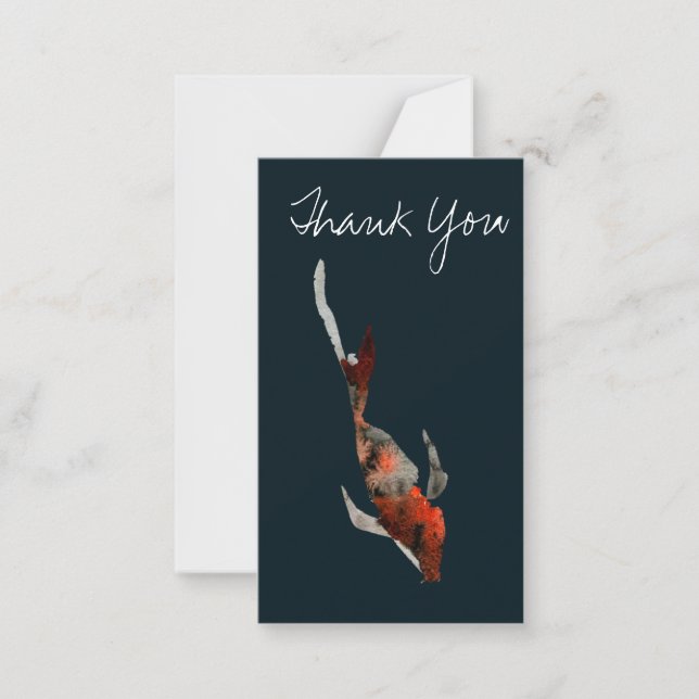 Tarjeta Pequeña Ilustracion de pescado acuarela koi (Anverso)