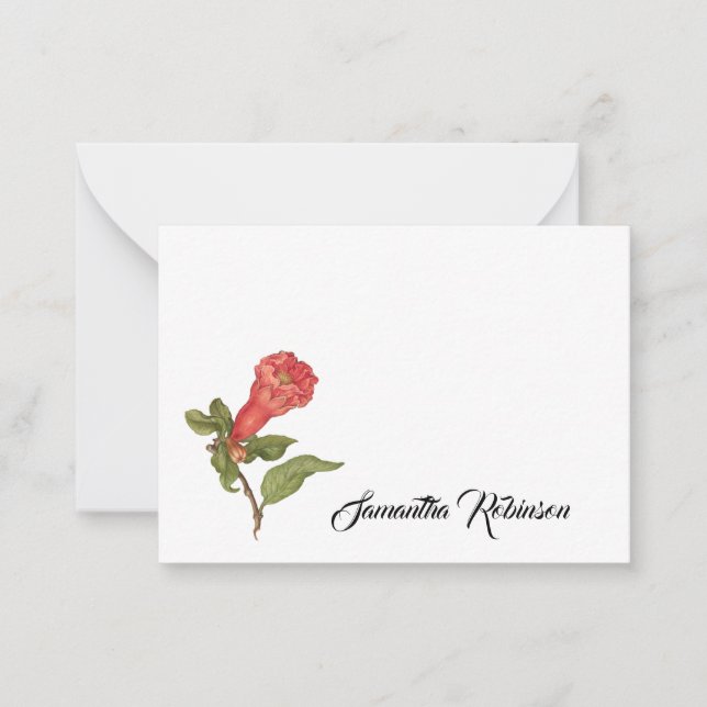 Tarjeta Pequeña Ilustracion floreciente de granadas de grano de vi (Anverso)