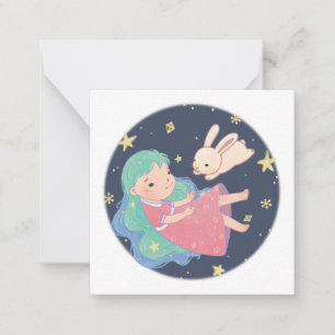Tarjeta Pequeña Ilustracion Starry Night Bunny & Chica