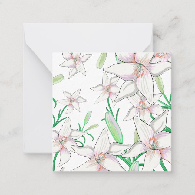 Tarjeta Pequeña Ilustracion White Lilies (Anverso)