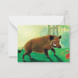 Tarjeta Pequeña Ilustracion Wild Boar