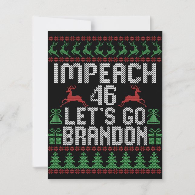 Tarjeta Pequeña Impeach 46 Vamos Brandon Navidades feos suéter (Anverso)