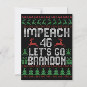 Tarjeta Pequeña Impeach 46 Vamos Brandon Suéter Feo de Navidad