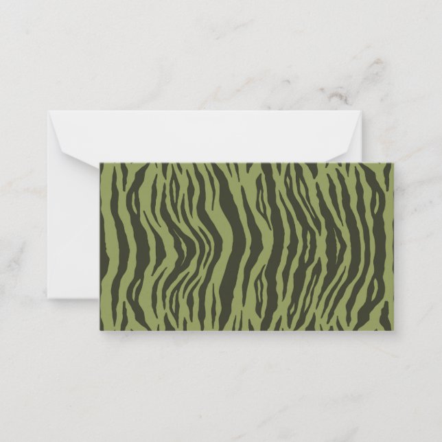 Tarjeta Pequeña Impresión animal Moss Green Glamorous Tiger Stripe (Anverso)