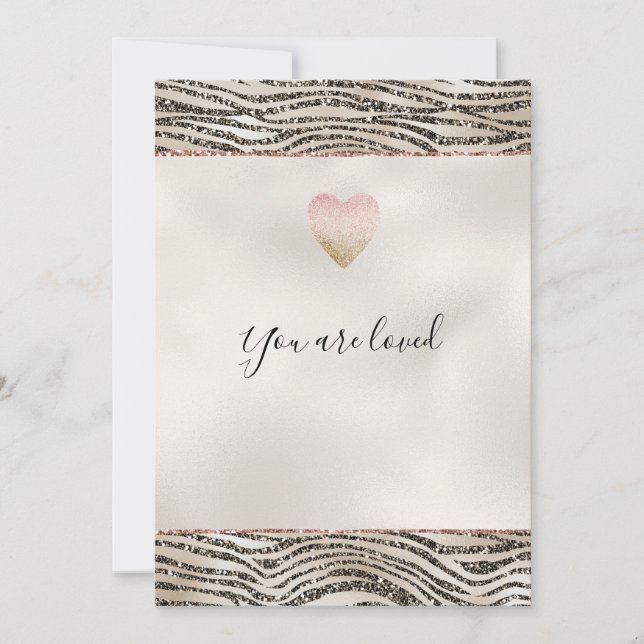 Tarjeta Pequeña Impresión de cebra Purpurina Glitzy Glam Khaki Bro (Anverso)