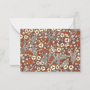 Tarjeta Pequeña impresión de fondo marrón de flores crema