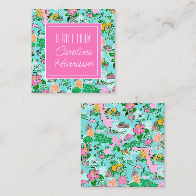 Tarjeta Pequeña Impresión de patrón de Palm Beach Preppy Map de Fl (Anverso / Reverso)