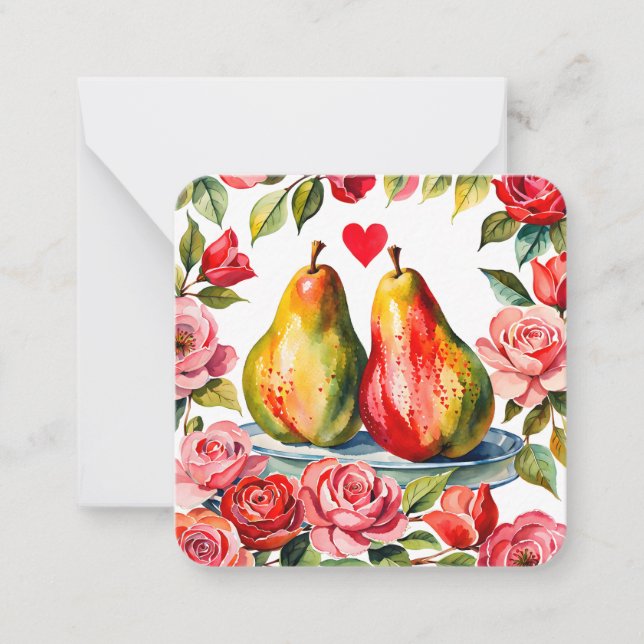 Tarjeta Pequeña Impresionante aula de San Valentín 'Pear-fectament (Anverso)