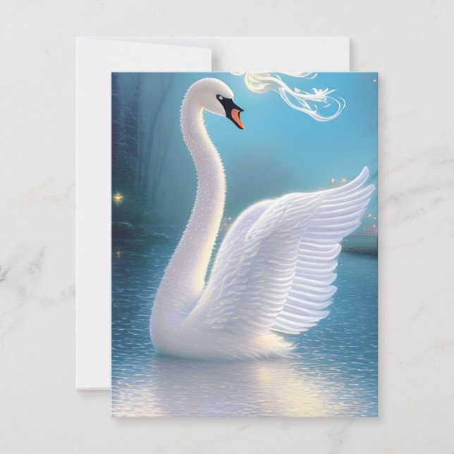 Tarjeta Pequeña Impresionante gráfico de pájaro cisne blanco (Anverso)