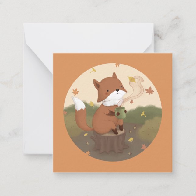 Tarjeta Pequeña Impresionante otoño: Fox (Anverso)