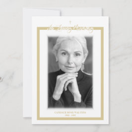 Tarjeta Pequeña In Loving Memory B&W Golden Photo Service Dear