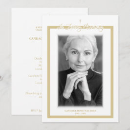 Tarjeta Pequeña In Loving Memory B&W Golden Photo Service Dear