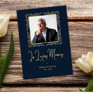 Tarjeta Pequeña In Loving Memory Whimsical Script Photo Funeral