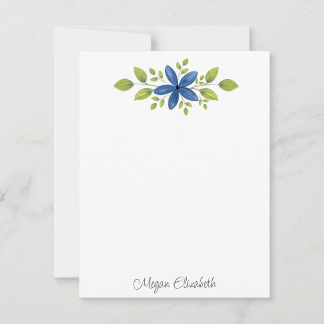 Tarjeta Pequeña Indigo Watercolor Floral Swag 2 (Anverso)