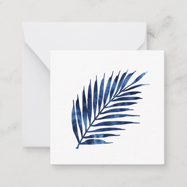 Tarjeta Pequeña Indigo Watercolor Palm Fronds (Anverso)