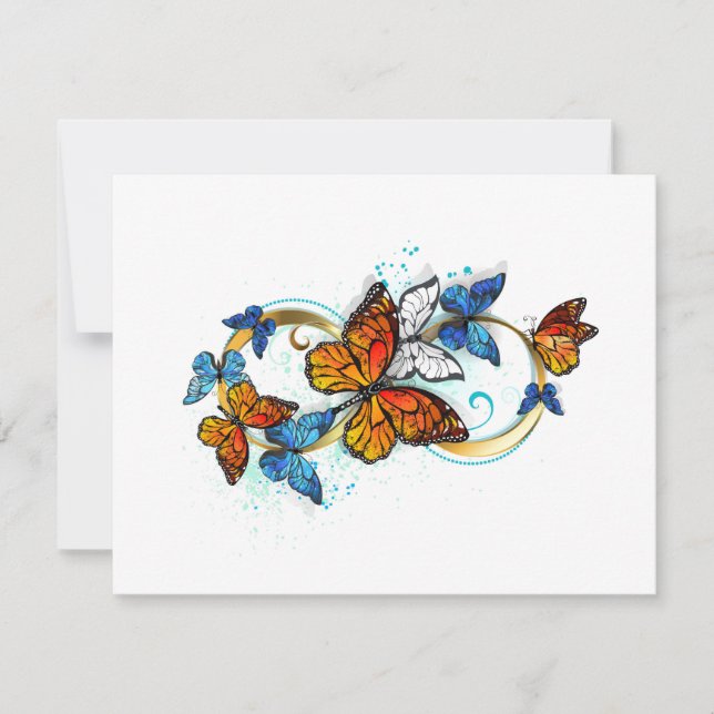 Tarjeta Pequeña Infinidad de Mariposas Monarca (Anverso)
