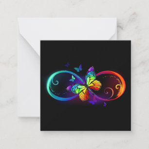 Tarjeta Pequeña Infinidad vibrante con mariposa arco iris sobre ne