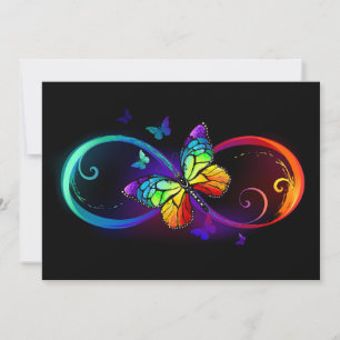 Tarjeta Pequeña Infinidad vibrante con mariposa arco iris sobre ne