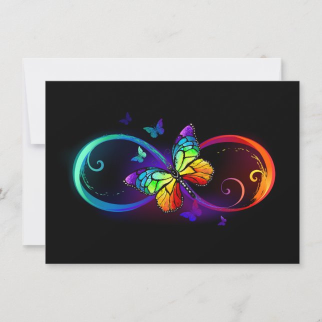 Tarjeta Pequeña Infinidad vibrante con mariposa arco iris sobre ne (Anverso)