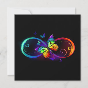 Tarjeta Pequeña Infinidad vibrante con mariposa arco iris sobre ne