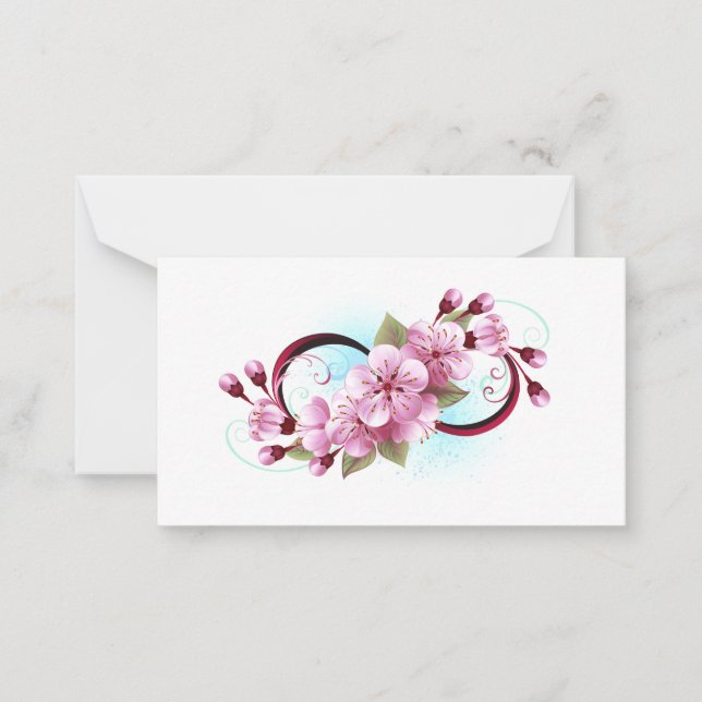 Tarjeta Pequeña Infinito con las flores de flores de Sakura Blosso (Anverso)