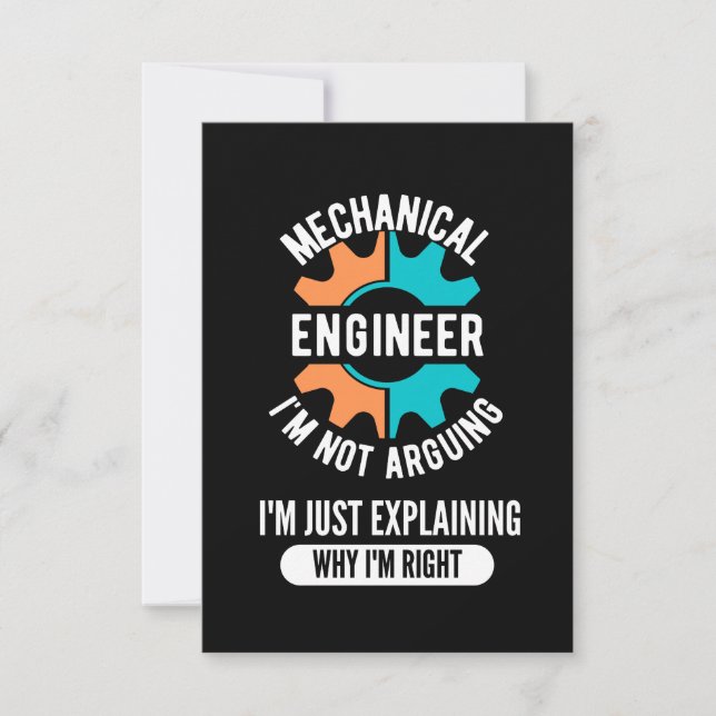 Tarjeta Pequeña Ingeniero Mecánico Gracioso, Ingeniería Mecánica (Anverso)