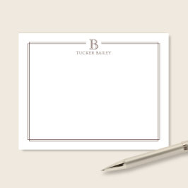 Tarjeta Pequeña Inicial de Monograma Café Doble Borde Profesional