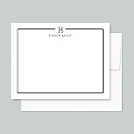Tarjeta Pequeña Inicial de Monograma Profesional Elegante Blanco N